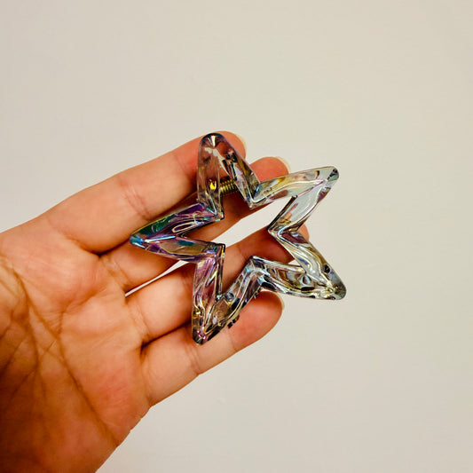 Hair Clip, Iridescent Gray Star