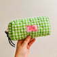 Makeup Bag, Quilted Green Gingham