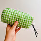 Makeup Bag, Quilted Green Gingham