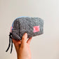 Makeup Bag, Quilted Black Gingham