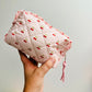 Makeup Bag, Pink Gingham Cherry