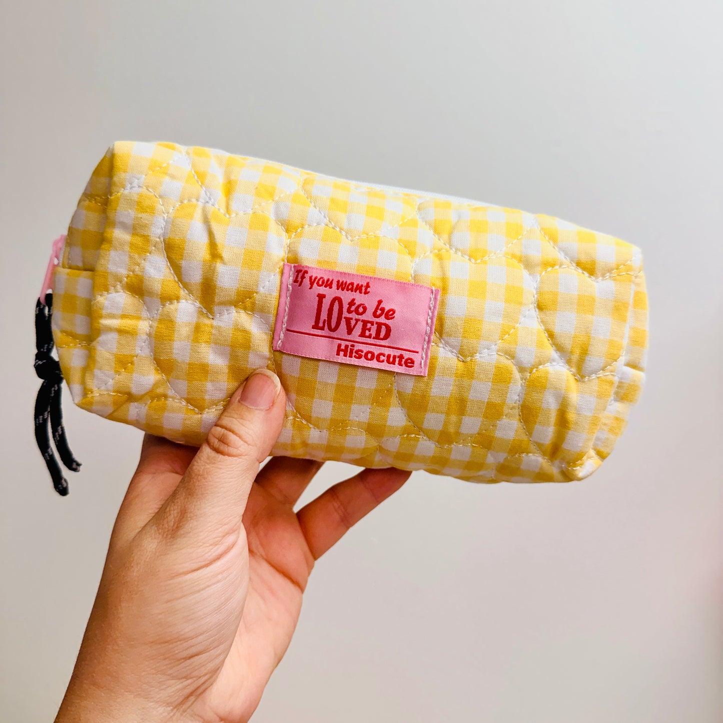 Makeup Bag, Quilted Yellow Gingham