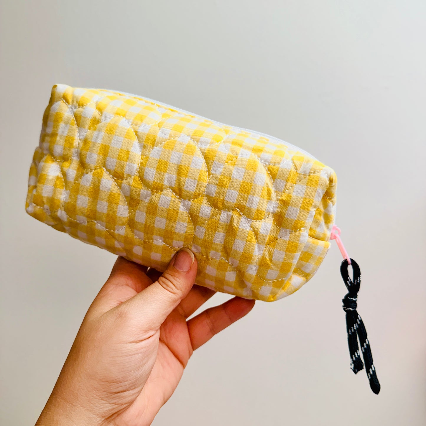 Makeup Bag, Quilted Yellow Gingham