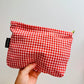Zippered Bag, Tomato Red Gingham