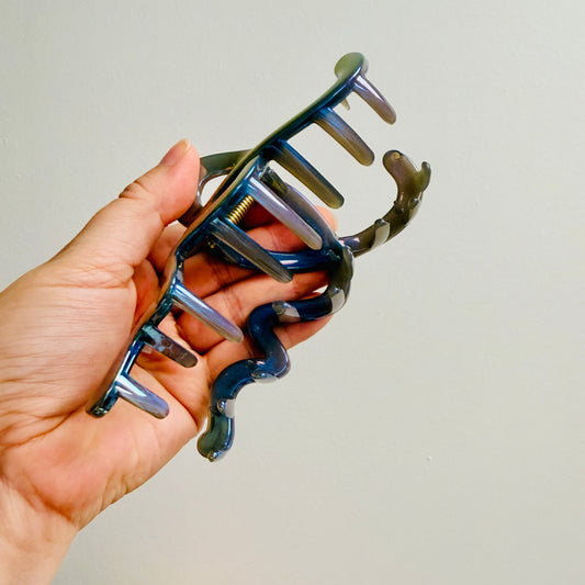 Hair Clip, Iridescent Gray Squiggle