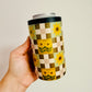 12 oz Can Cooler, Sunflower Checkered Pattern