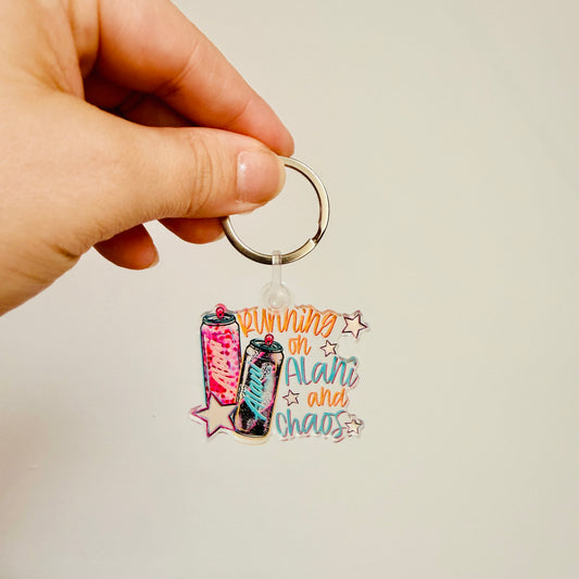 Acrylic Keychain, Running On Energy Drinks And Chaos