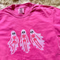Graphic Tee, Pink Skeleton Ghosts