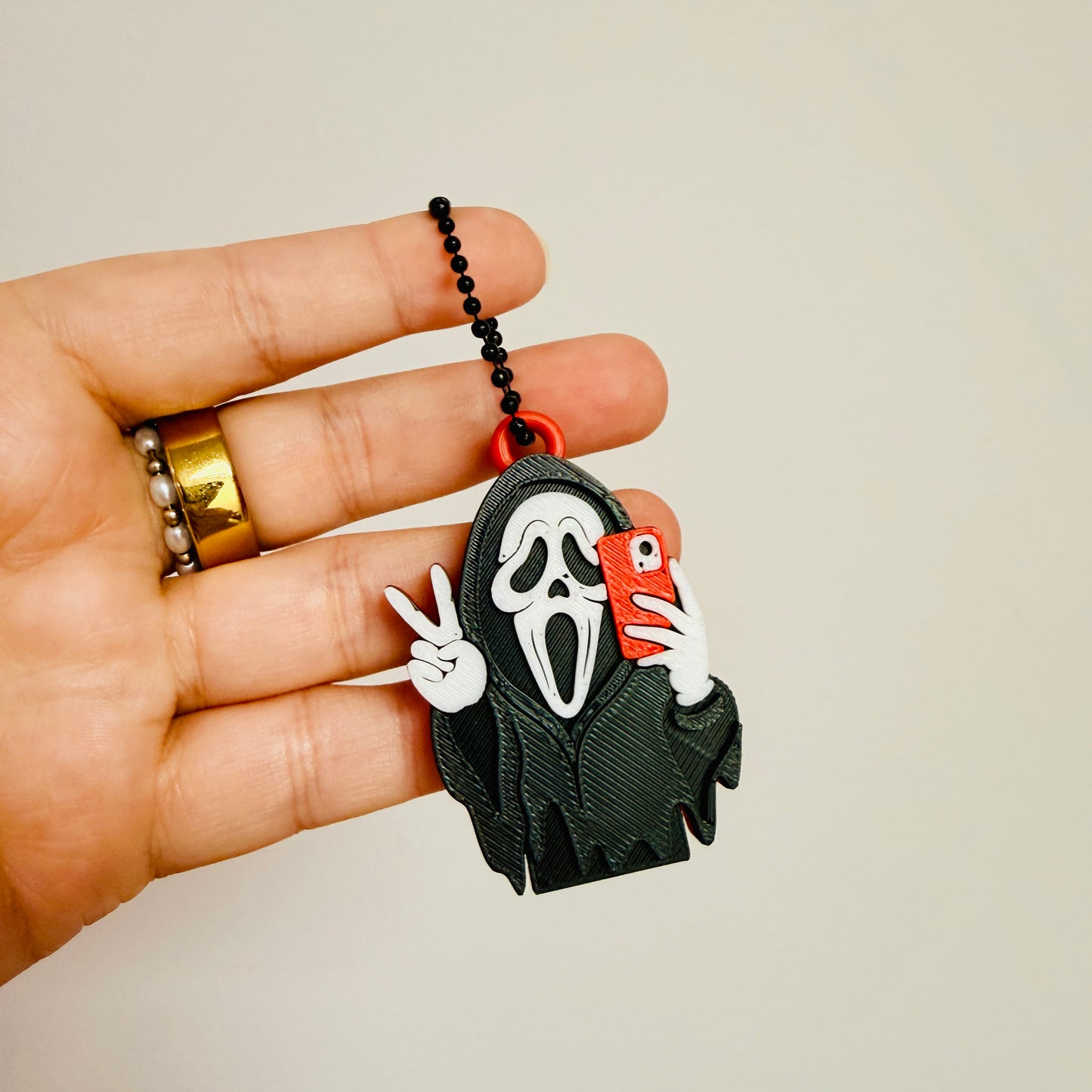 Nail Saver Bag Charm, Ghost Face Peace Selfie