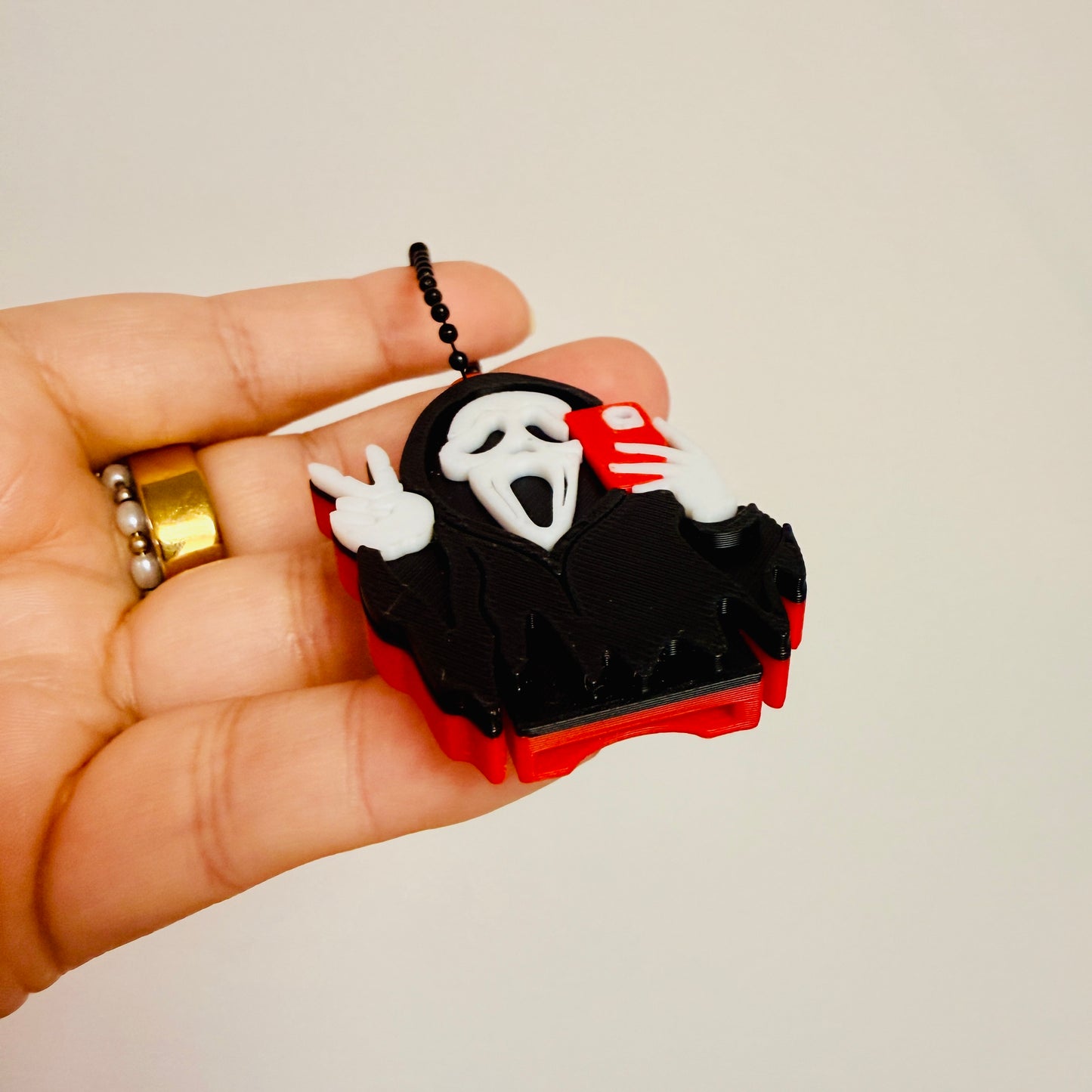 Nail Saver Bag Charm, Ghost Face Peace Selfie