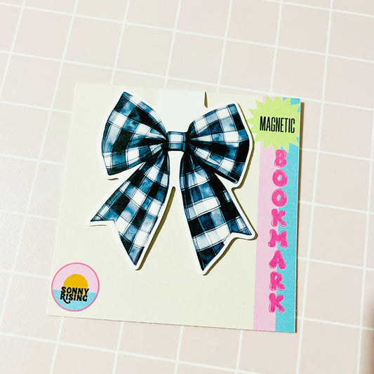 Magnetic Bookmark, Black Gingham Bow