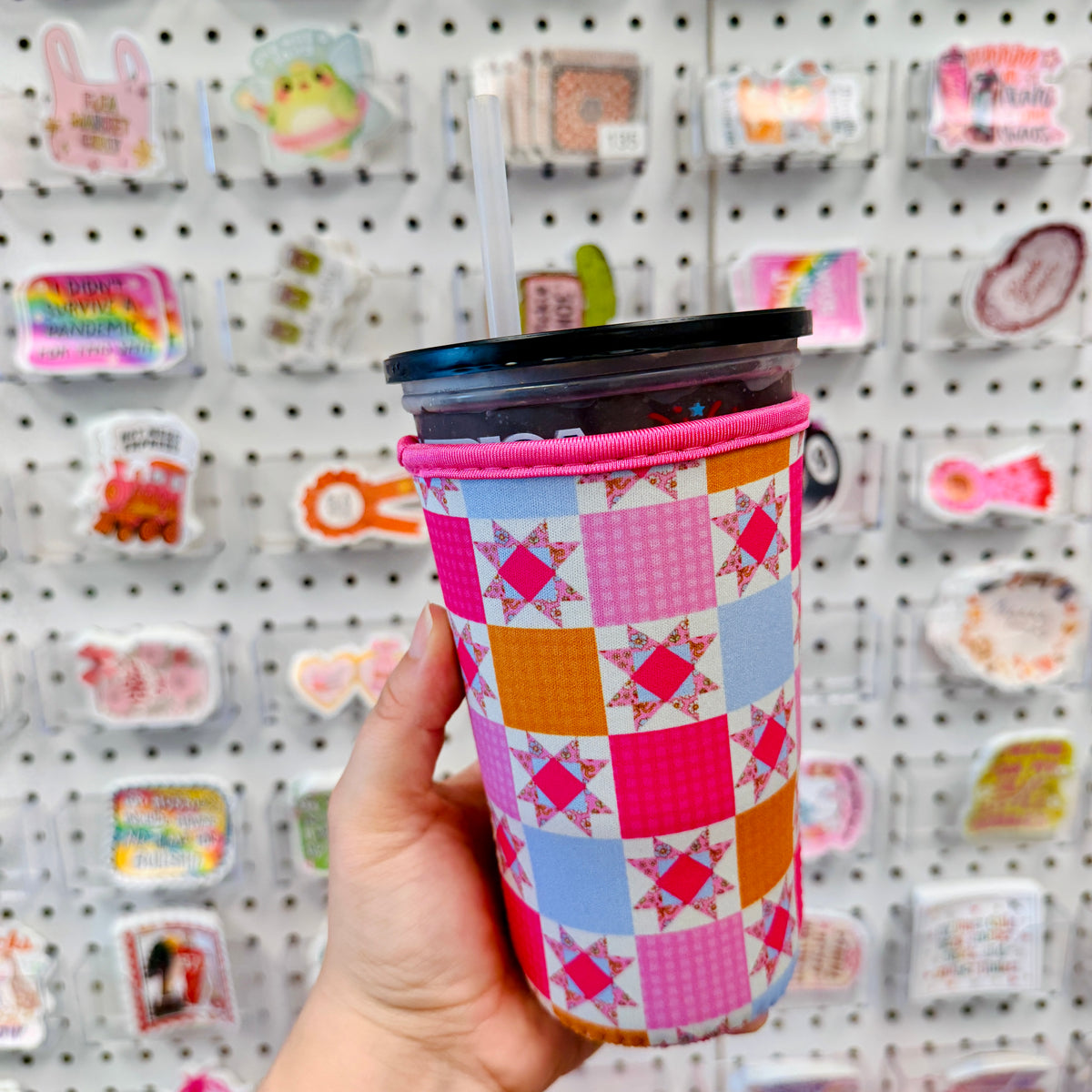 Large Drink Sleeve, Bright Pink Quilt Pattern