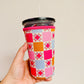 Large Drink Sleeve, Bright Pink Quilt Pattern