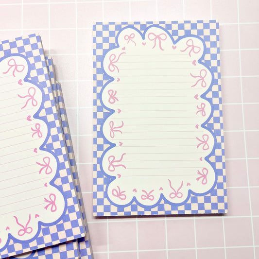 4x6 Notepad, Pink Bow Scallops