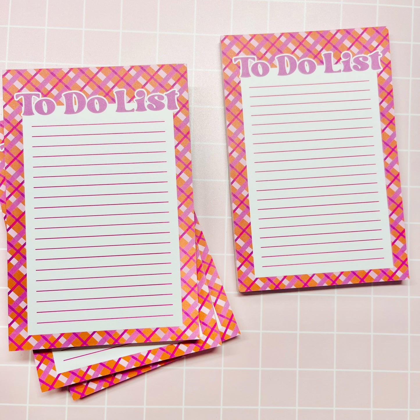 4x6 Notepad, Orange Plaid To Do List