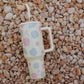 40oz Tumbler with Lid and Straw, Pastel Shells