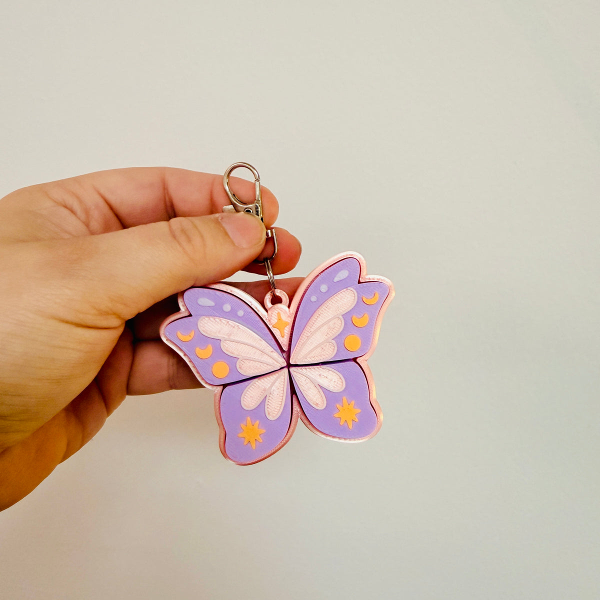 Clicker Keychain, Pink Butterfly
