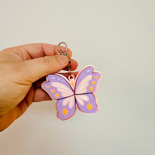 Clicker Keychain, Pink Butterfly