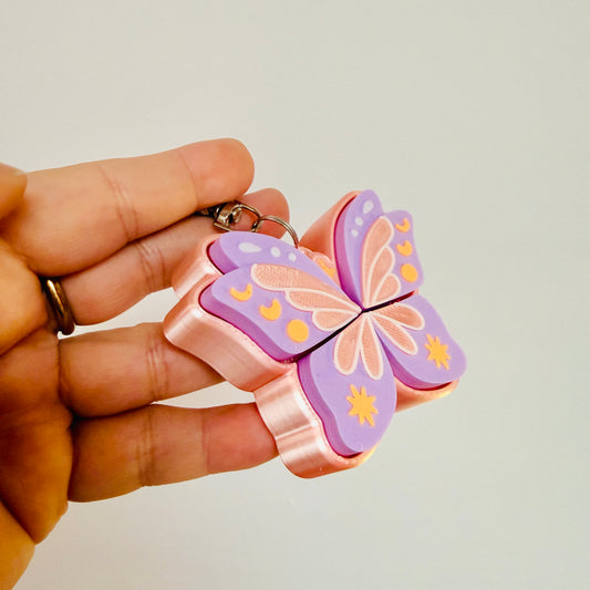 Clicker Keychain, Pink Butterfly