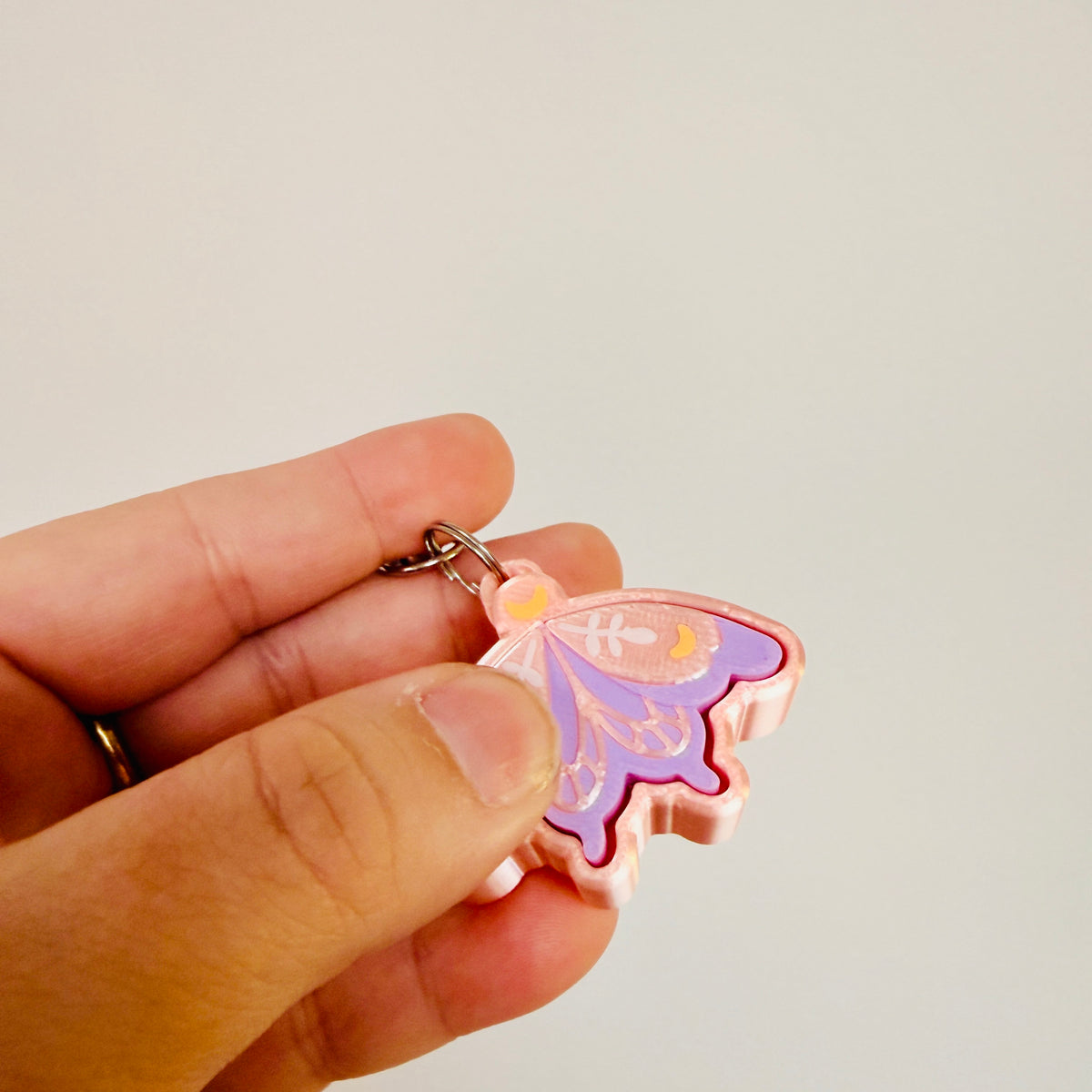 Clicker Keychain, Pink Moth