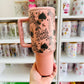 40oz Tumbler with Lid and Straw, Howdy Darlin on Pink