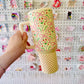 40oz Tumbler with Lid and Straw, Summer Floral Bows and Polka Dots on Cream