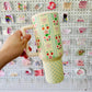 40oz Tumbler with Lid and Straw, Summer Floral Rows on Cream