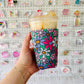 Iced Coffee Sleeve, Bright Green Floral Pattern