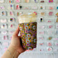 Iced Coffee Sleeve, Mustard Floral Pattern