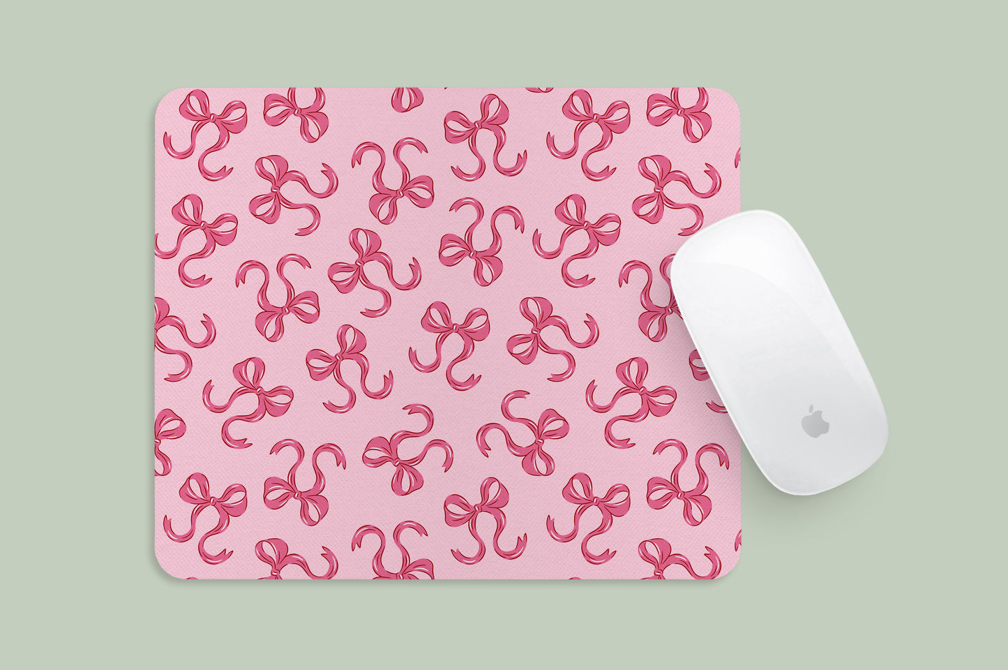 Mousepad Pink Coquette Bow Pattern