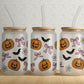 Frosted Can Glass, Pumpkins and Bows