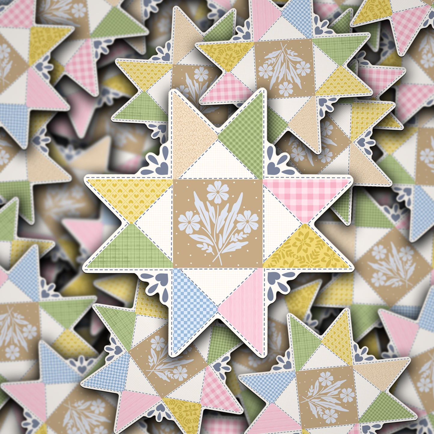 Vinyl Decal Floral Quilt Piece