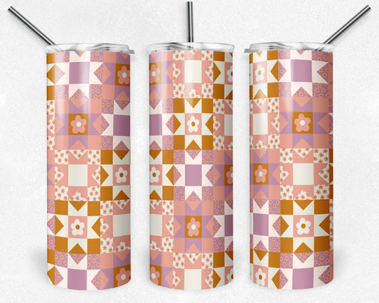 20 oz Skinny Tumbler, Quilted Pattern