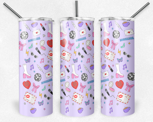 20 oz Skinny Tumbler, Sabrina Icons on Purple