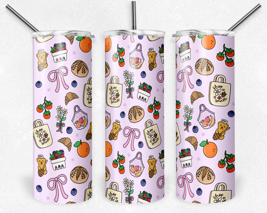 20 oz Skinny Tumbler, Shop Small Farmers Market Pattern