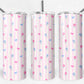 20 oz Skinny Tumbler, Spring Pink Stripes and Florals