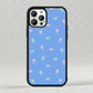 Iphone Case, Pink and Green Daisies and Bows on Blue Background