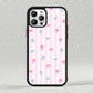 Iphone Case, Pink Stripes and Blue Bows