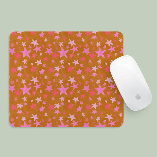 Mousepad Brown Painted Stars Pattern
