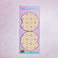 2 Car Coasters, Neutral Checkered Daisy Pattern