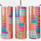 20 oz Skinny Tumbler, Floral Patchwork Pattern