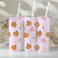 20 oz Skinny Tumbler, Coquette Pink Pumpkin Pattern