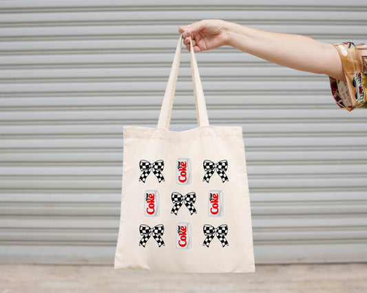 Canvas Tote Bag, Bows and Diet Coke