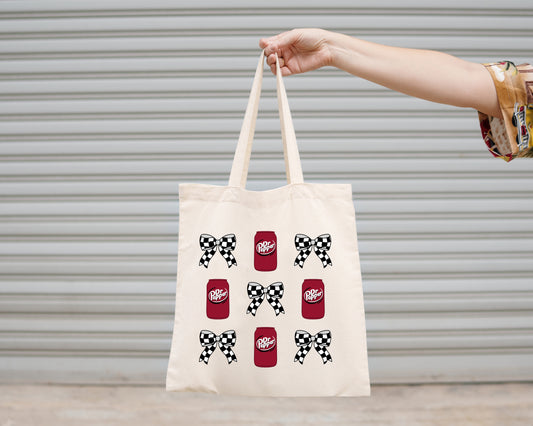 Canvas Tote Bag, Bows and Dr Pepper