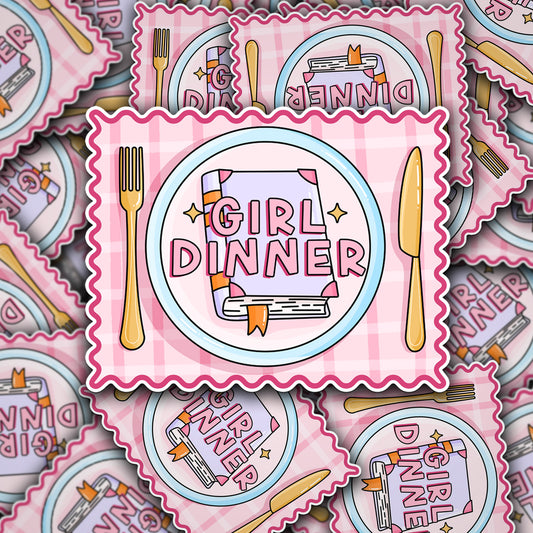 Vinyl Decal Girl Dinner Book