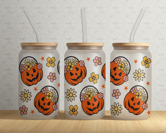 Frosted Can Glass, Pumpkin Pales