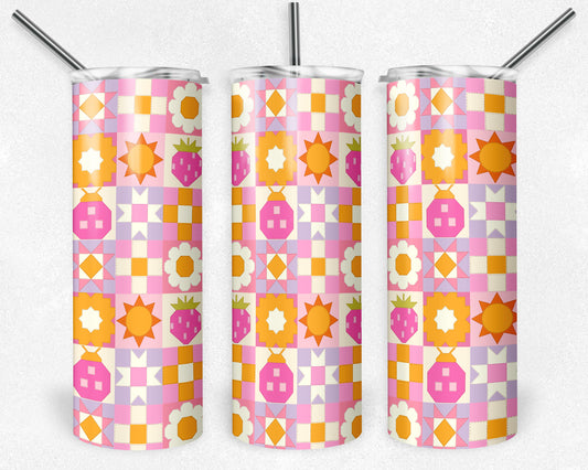 20 oz Skinny Tumbler, Ladybug Quilt Pattern