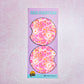 2 Car Coasters, Neon Pink & Orange Shells Pattern