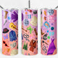 20 oz Skinny Tumbler, Watercolor Taylor Icons On Lover Inspired Background