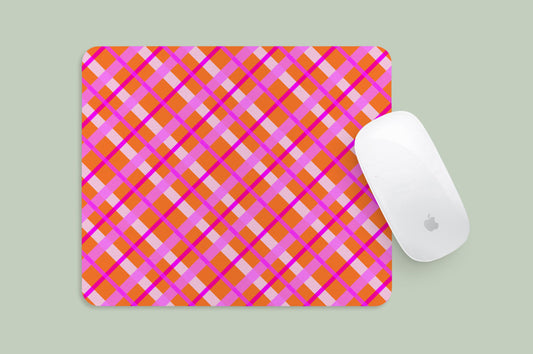 Mousepad Orange Plaid Pattern